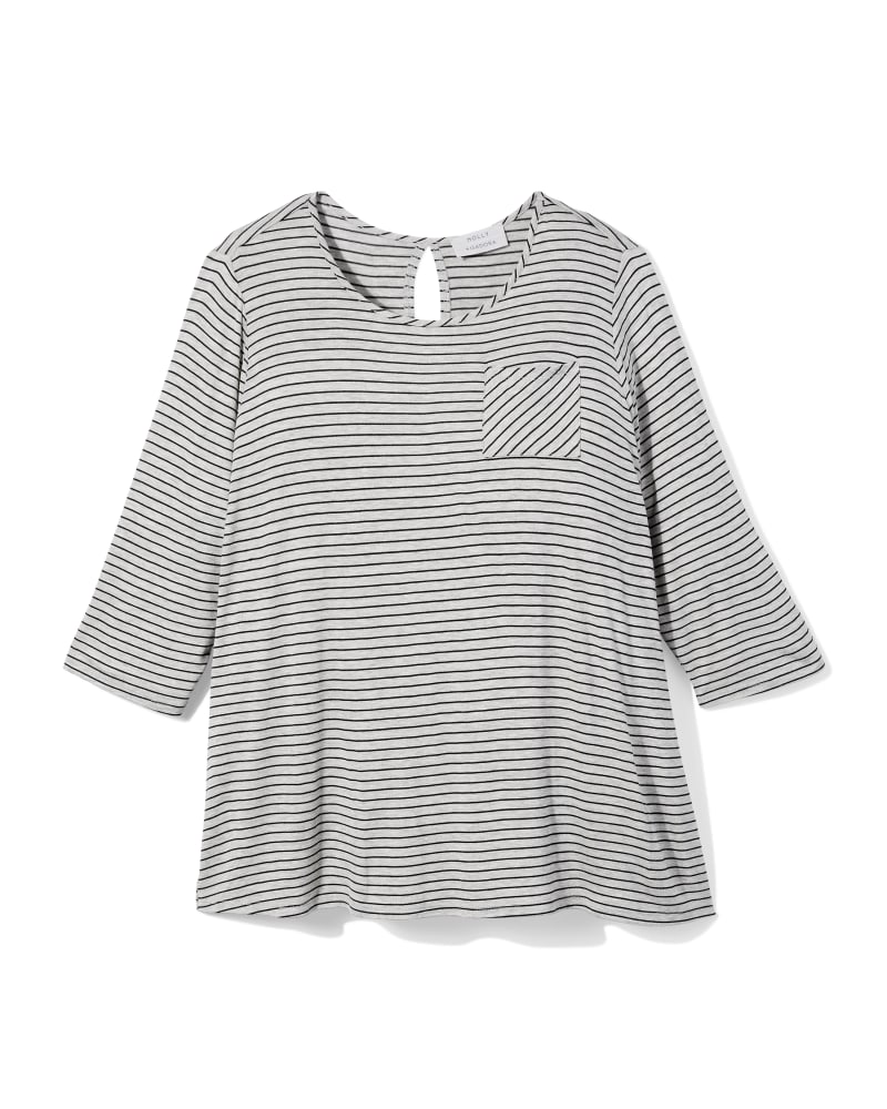 Front of plus size Stacey 3/4 Sleeve Split Back Tee by Molly&Isadora | Dia&Co | dia_product_style_image_id:148433